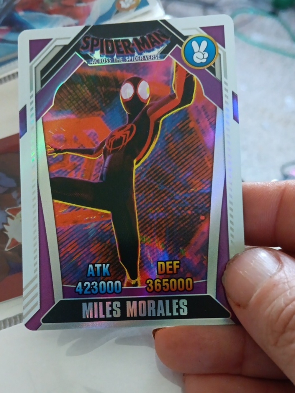 Spiderman Miles Morales Holographic Card - Purple & Black Accents
